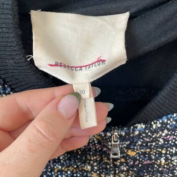 Tweed Rebecca Taylor Cropped Bomber Jacket - Picture 3 of 6